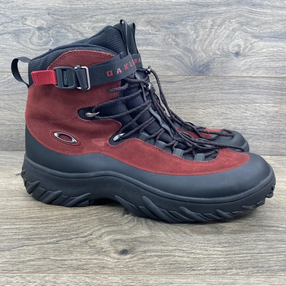 Oakley Meridian Terrain Hiking Boots Mens 13 Red Black Suede Vibram FOF100582